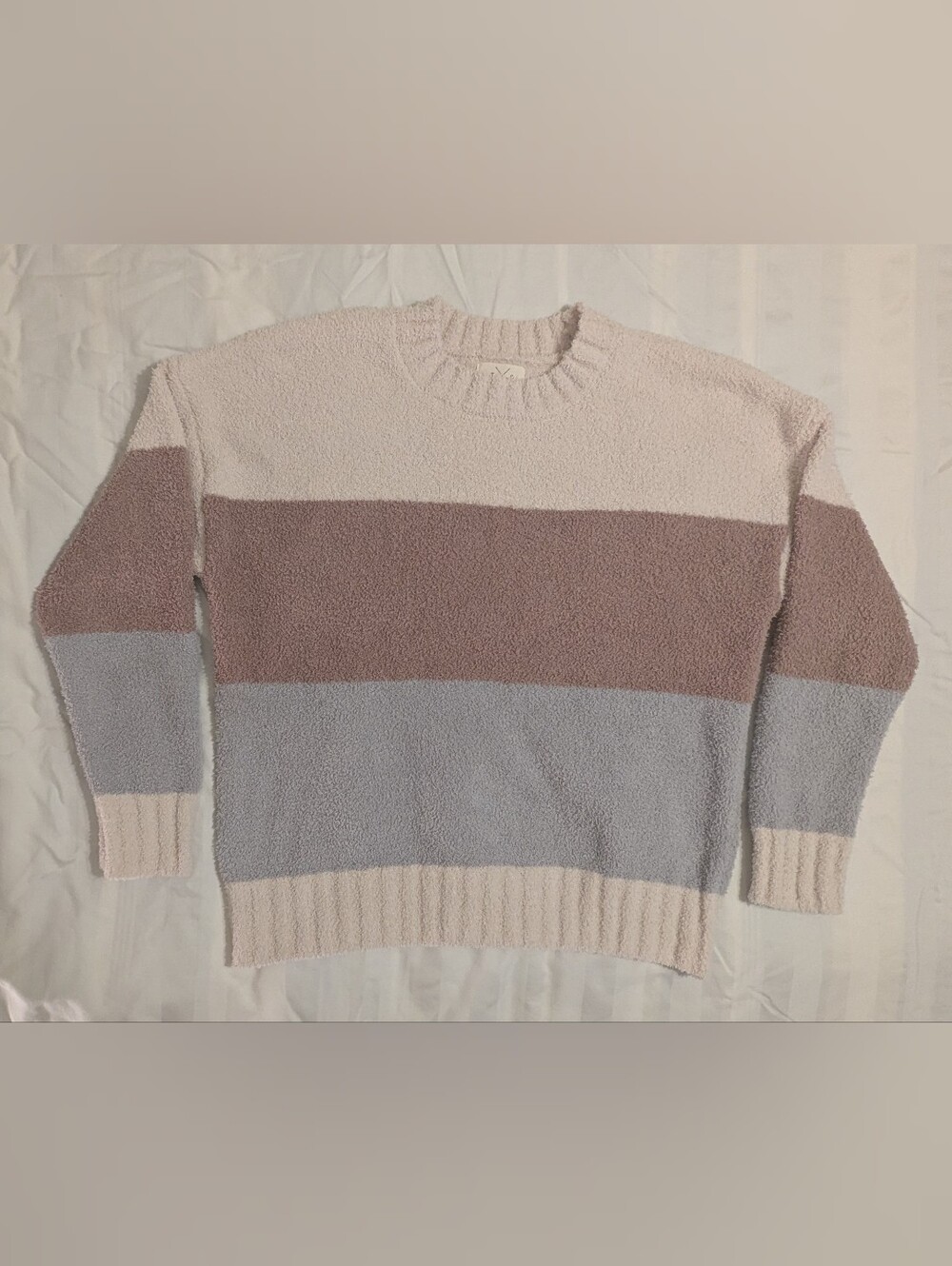 Thread & Supply Colorblock Crewneck Sweater in Blush, Mauve & Light Blue